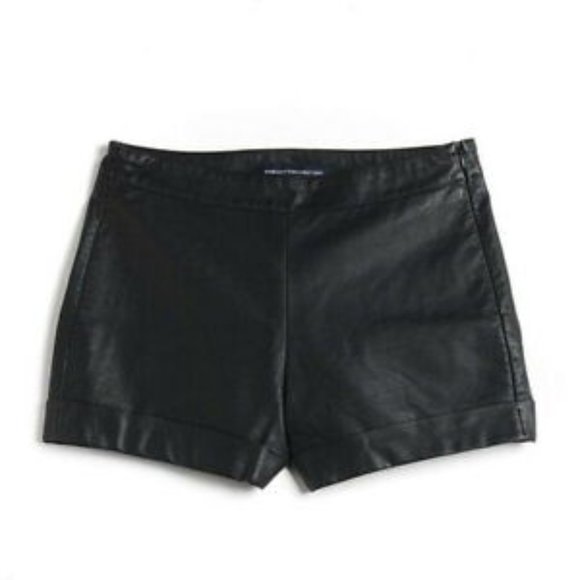 French Connection Cult Connection Cuffed Faux Leather Shorts Black - Picture 3 of 8
